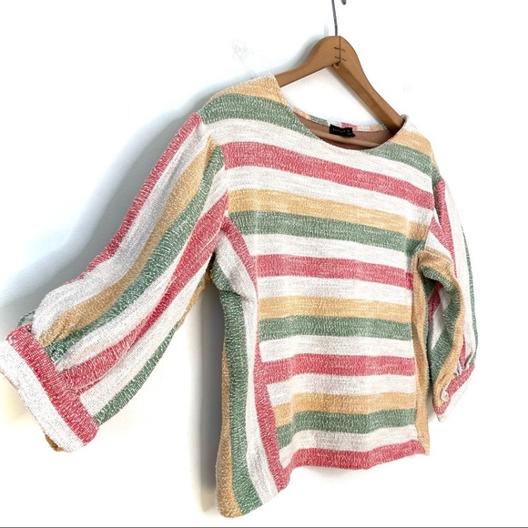 Anthropologie | Current Air Abilene Striped Balloon Sleeve Top - Picture 4 of 7